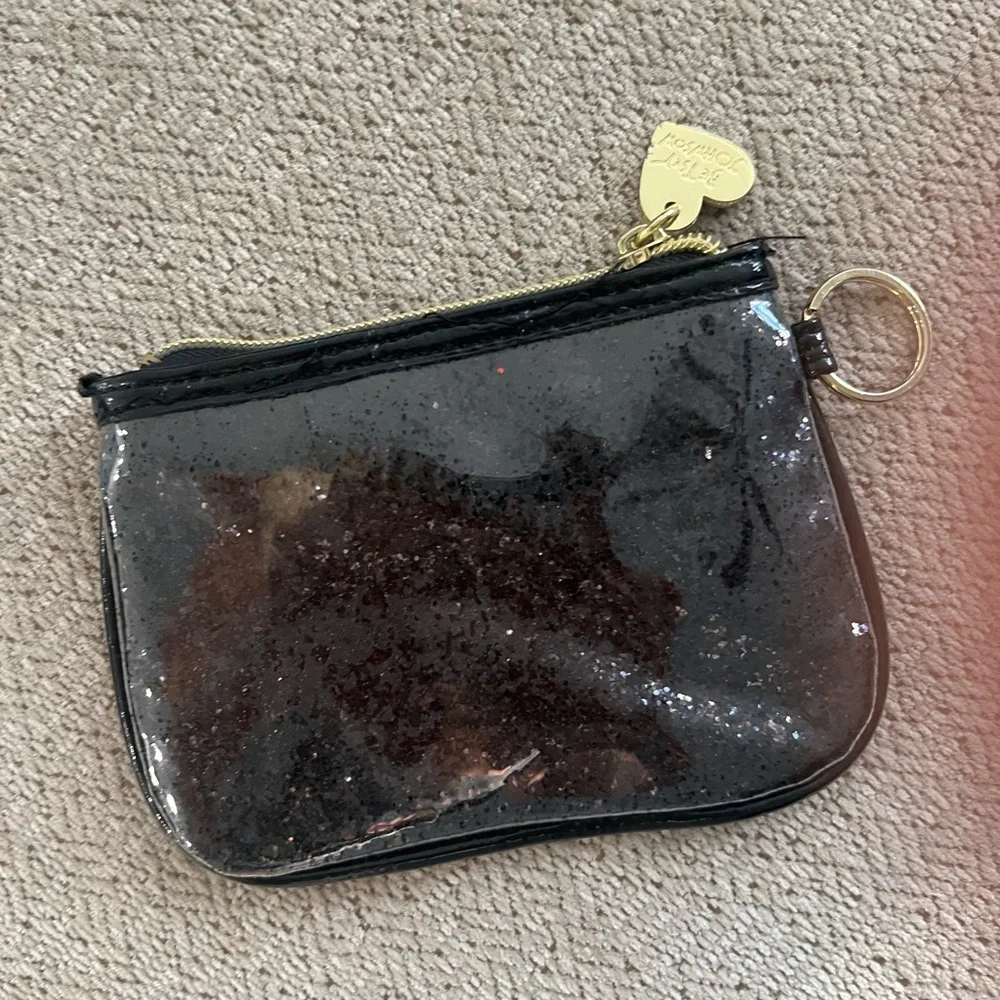 Betsey Johnson Black Glitter Pouch